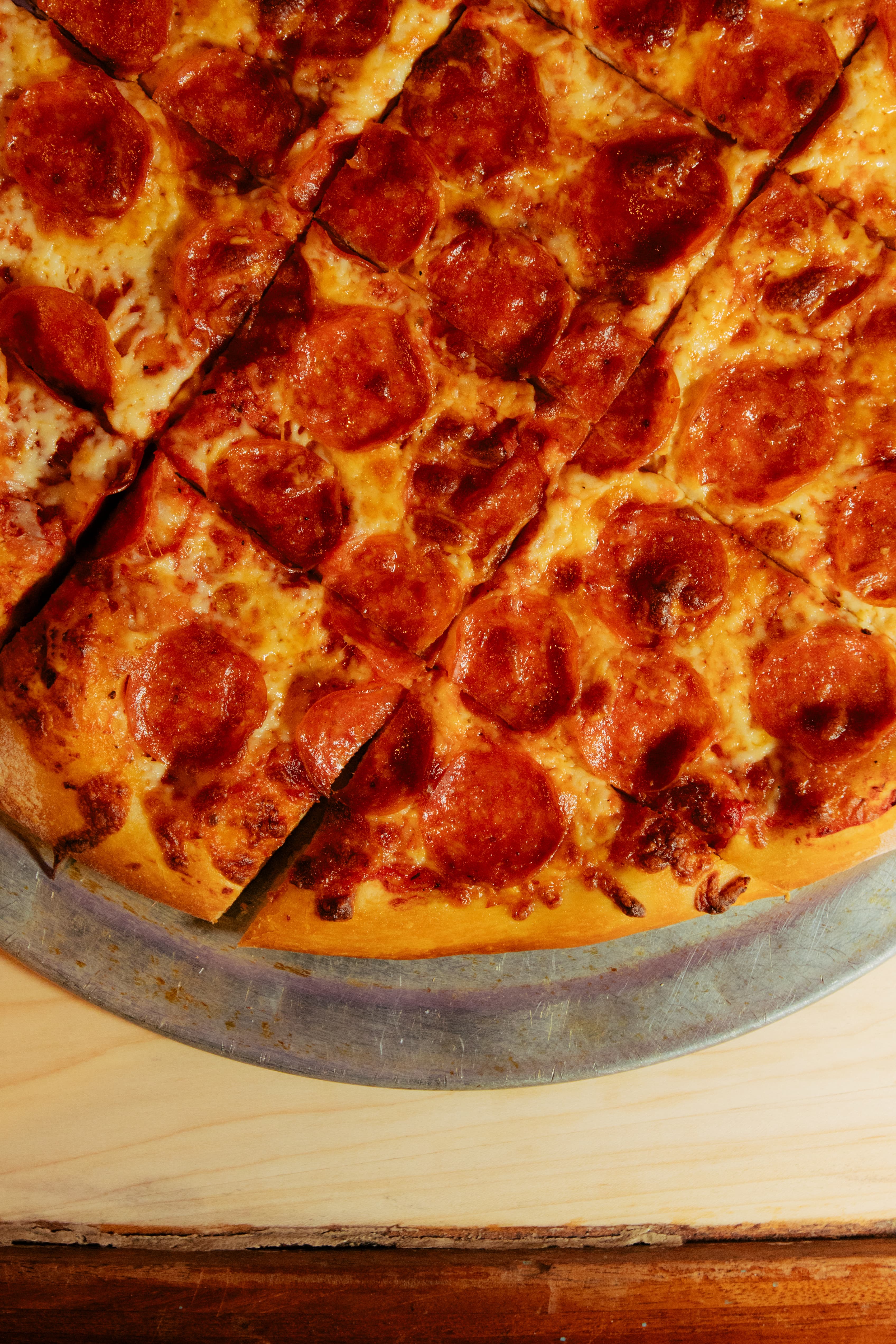 Stone-fired pepperoni pizza from Harper's scratch kitchen in East Lansing